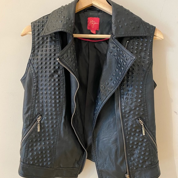 SOLD! John & Jenn - Faux Leather Studded Moto Vest - Picture 6 of 7